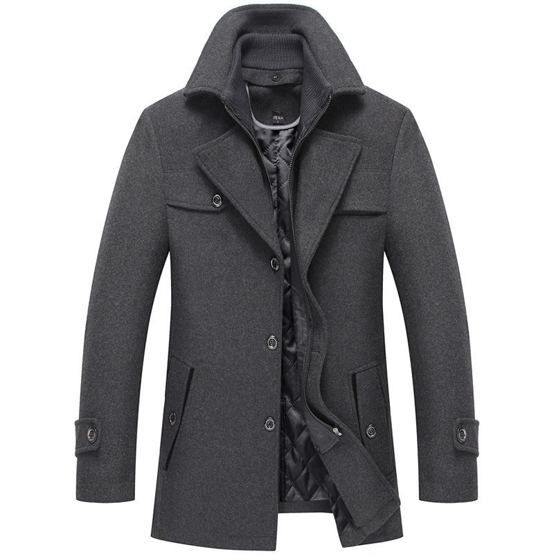 Men's tailored short coat made of wool blend with removable quilted inner jacket and concealed two-way zipper Mune Fashion