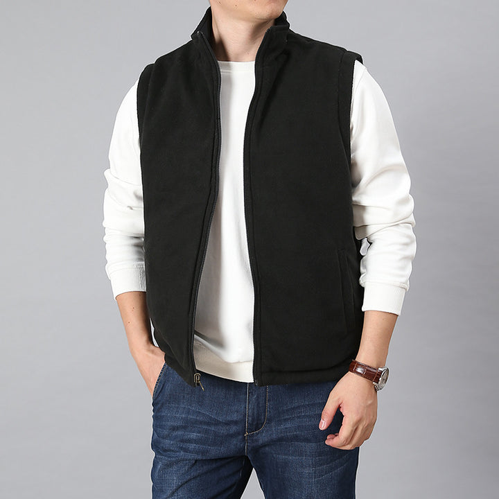 Men's Lightweight Thermo-Fleece Vest with Stand-Up Collar, Front Zipper and Side Pockets Mune Fashion