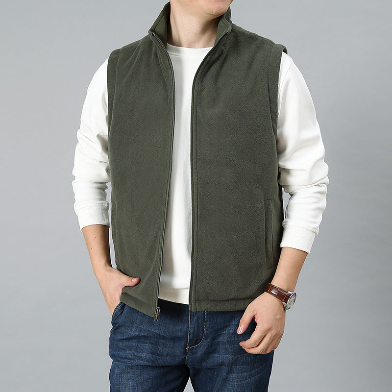 Men's Lightweight Thermo-Fleece Vest with Stand-Up Collar, Front Zipper and Side Pockets Mune Fashion