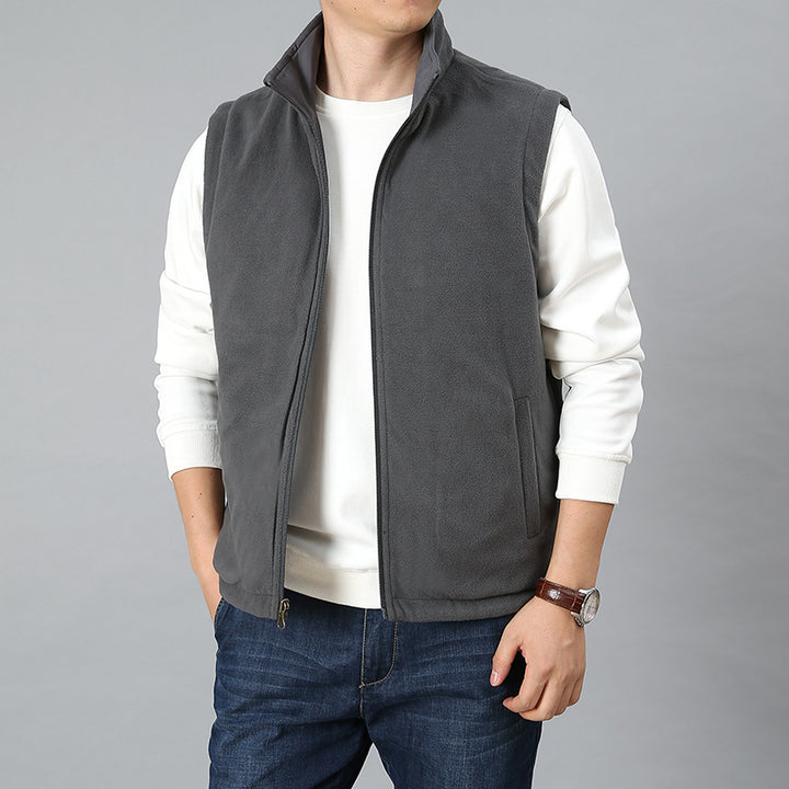 Men's Lightweight Thermo-Fleece Vest with Stand-Up Collar, Front Zipper and Side Pockets Mune Fashion