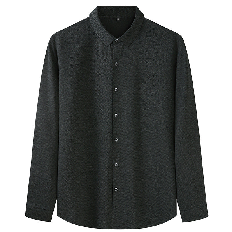 Men's Elegant Long Sleeve Shirt with Fine Texture and Classic Button Placket Mune Fashion