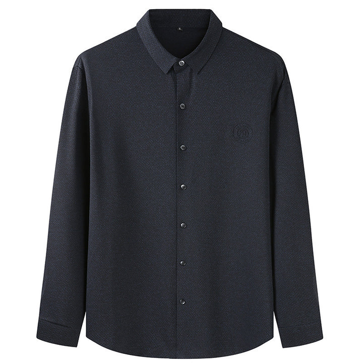Men's Long-Sleeved Textured Business Shirt with Kent Collar and Light Stretch Mune Fashion