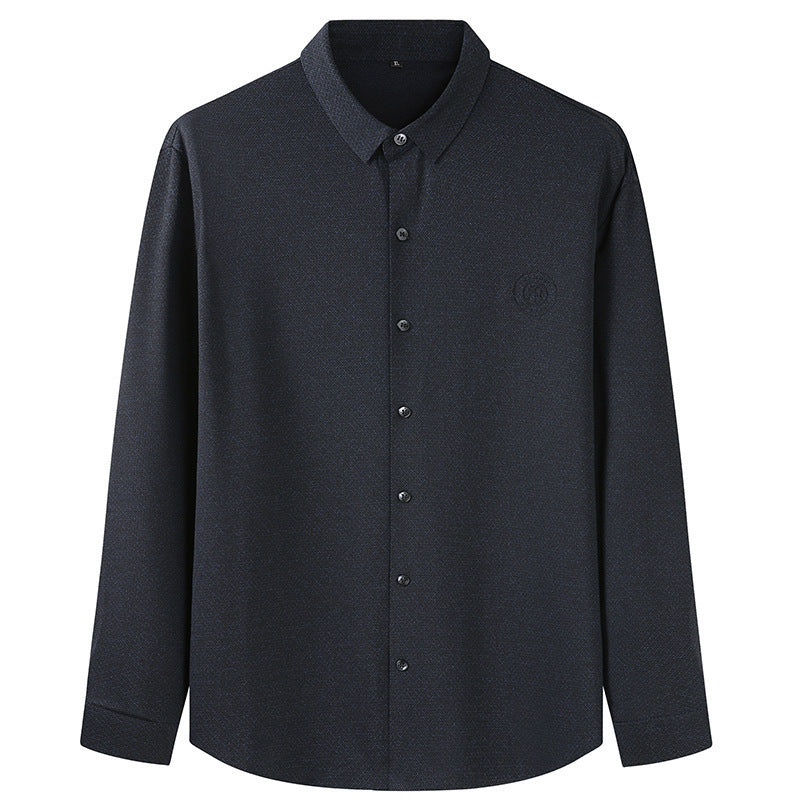 Men's Elegant Long Sleeve Shirt with Fine Texture and Classic Button Placket Mune Fashion