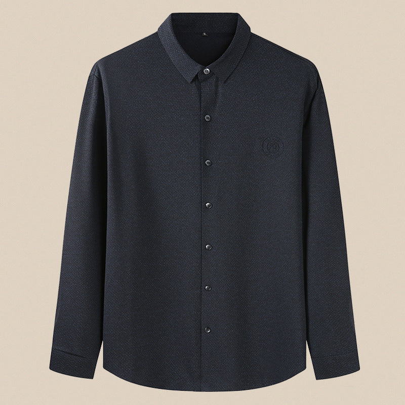 Men's Elegant Long Sleeve Shirt with Fine Texture and Classic Button Placket Mune Fashion