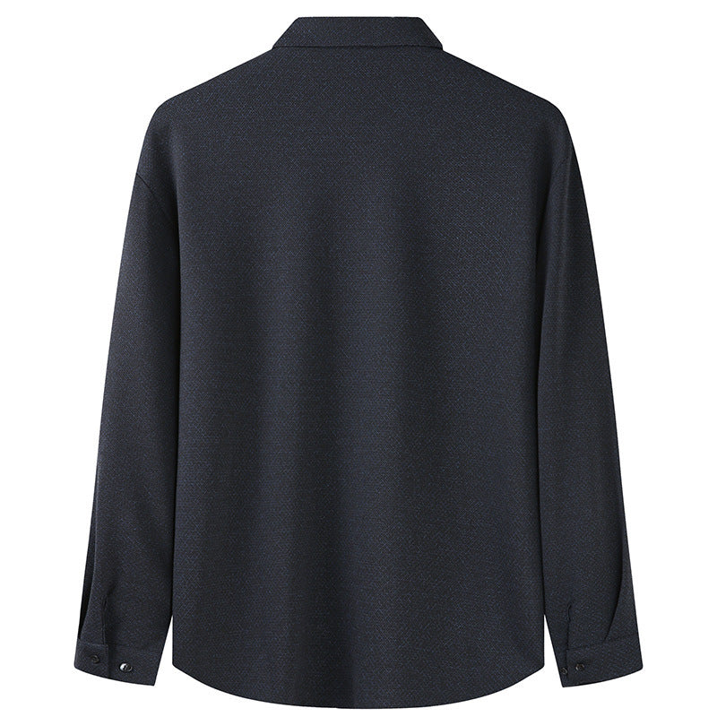 Men's Long-Sleeved Textured Business Shirt with Kent Collar and Light Stretch Mune Fashion