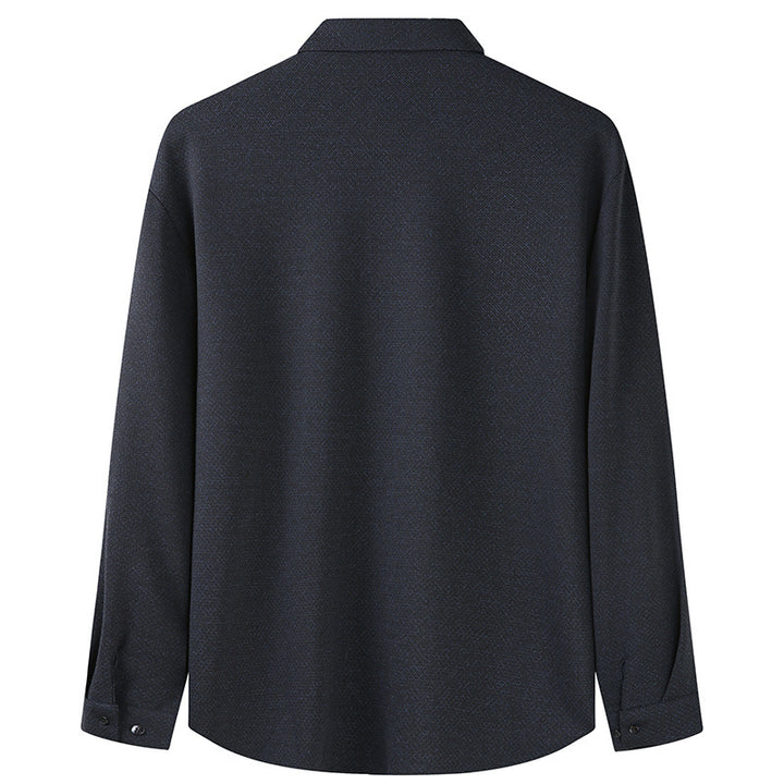 Men's Long-Sleeved Textured Business Shirt with Kent Collar and Light Stretch Mune Fashion
