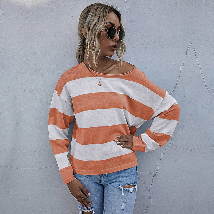 Women's Casual Striped Sweater with Loose Fit Mune Fashion