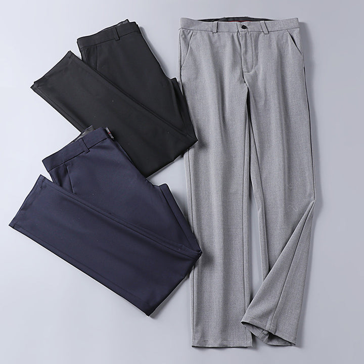 Men's Elegant Slim Fit Suit Trousers with Crease and Straight Leg Mune Fashion