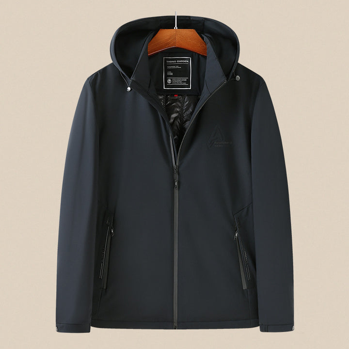 Men's Waterproof Softshell Jacket with Hood, Windproof and Breathable Mune Fashion