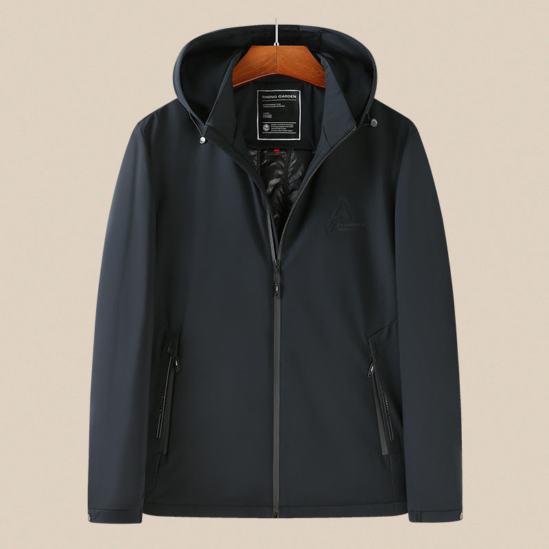 Men's Wind and Water Resistant Softshell Jacket with Hood and Light Thermal Lining Mune Fashion