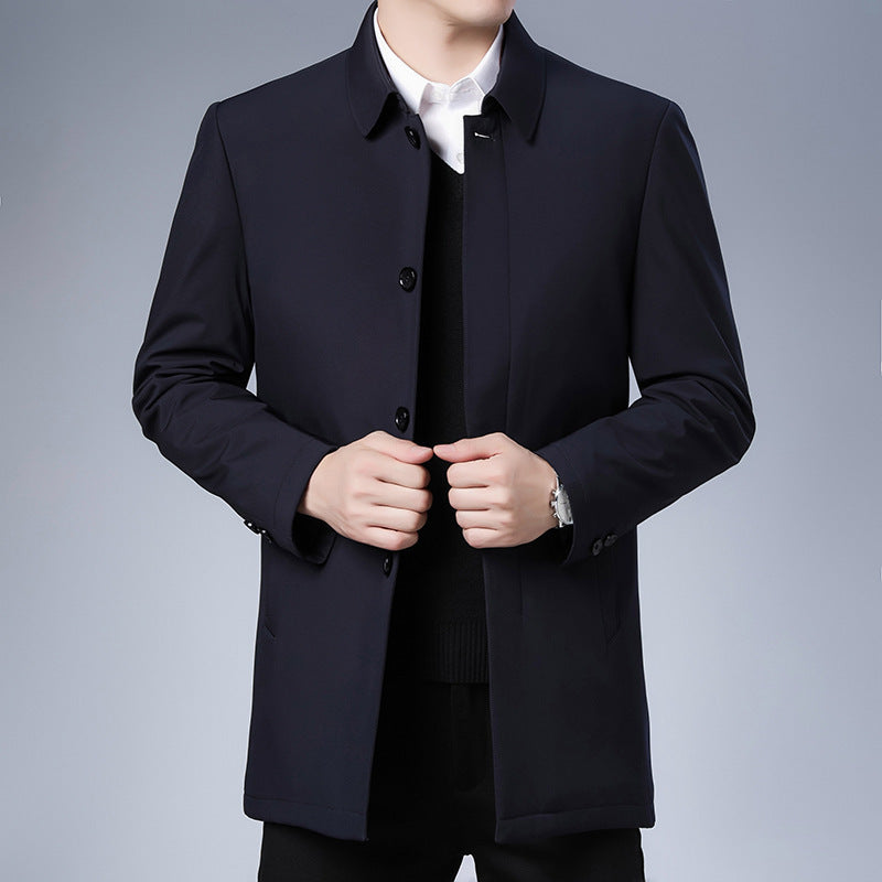 Men's Modern Business Short Coat with Straight Cut, Concealed Button Placket and Shirt Collar Mune Fashion
