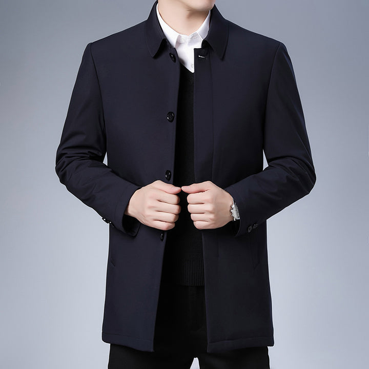 Men's Modern Business Short Coat with Straight Cut, Concealed Button Placket and Shirt Collar Mune Fashion