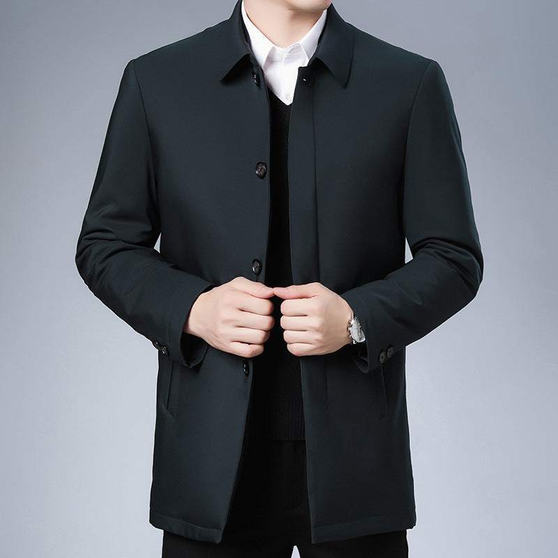 Men's Modern Business Short Coat with Straight Cut, Concealed Button Placket and Shirt Collar Mune Fashion