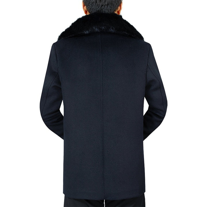 Men's wool blend coat with removable faux fur collar and warming teddy fur inner side Mune Fashion