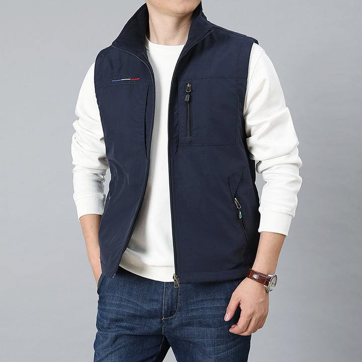 Men's Lightweight Thermo-Fleece Vest with Stand-Up Collar, Front Zipper and Side Pockets Mune Fashion