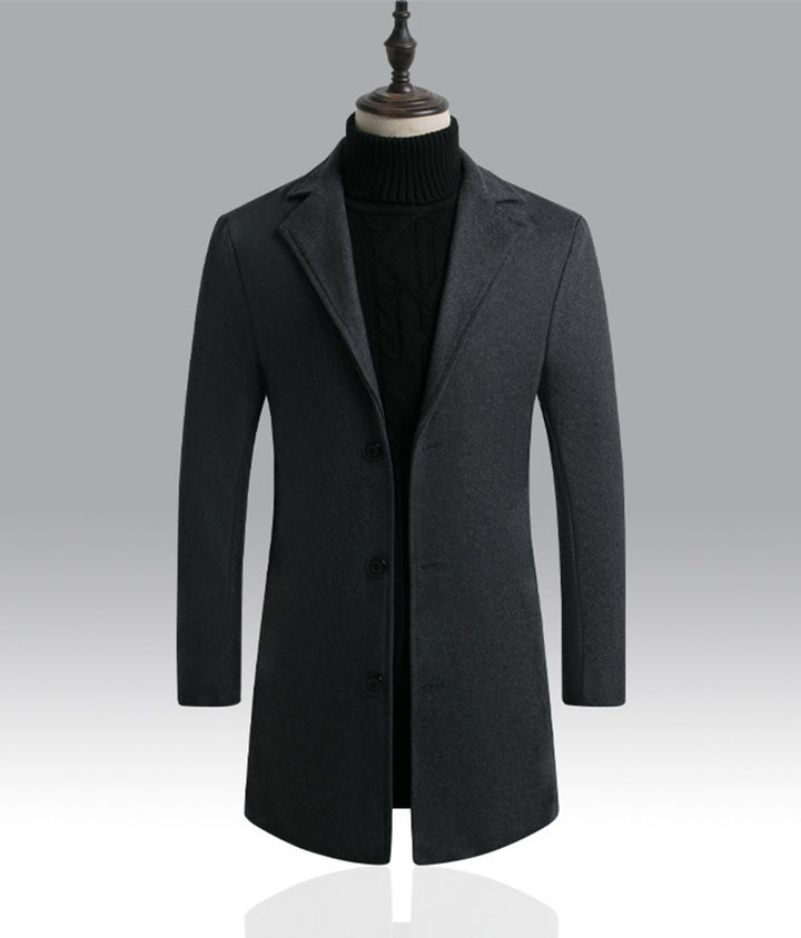 Men's slim short coat with stand-up collar and elegant button placket Mune Fashion