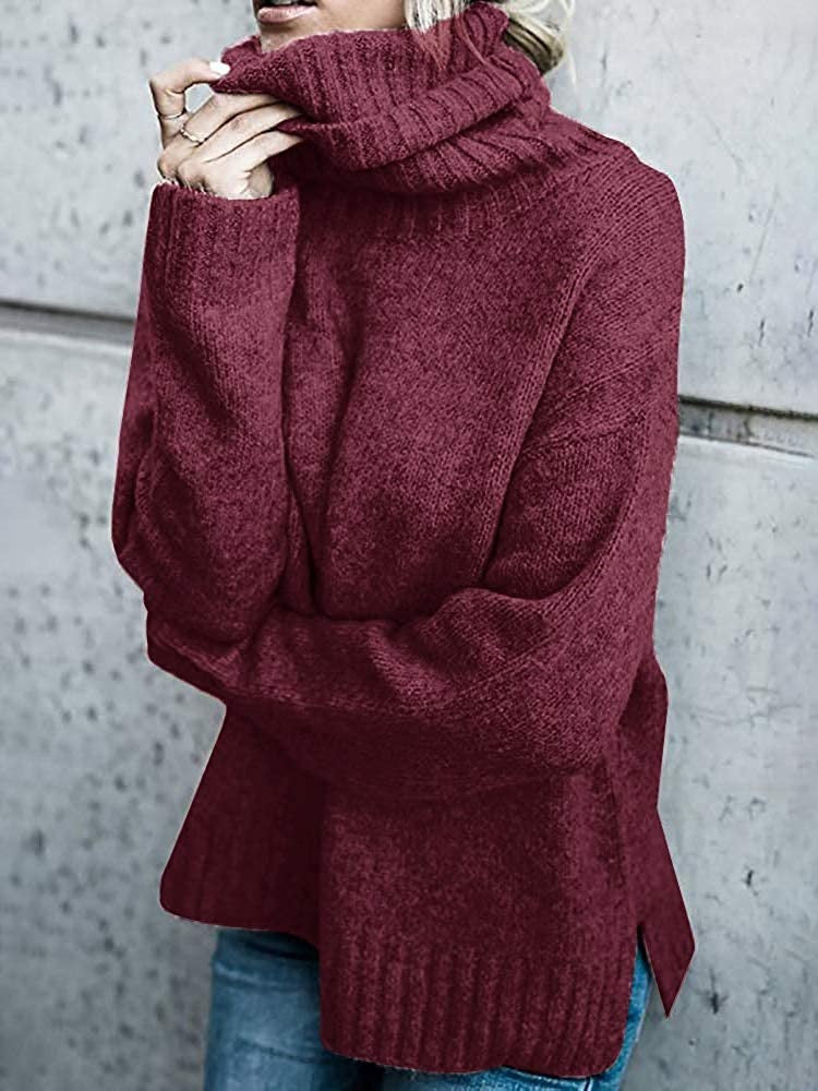 Women Oversized Cozy Turtleneck Sweater made of Fine Knit Mune Fashion