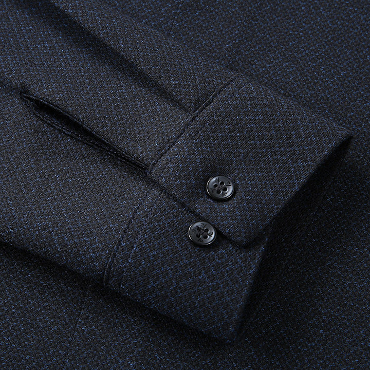 Men's Long-Sleeved Textured Business Shirt with Kent Collar and Light Stretch Mune Fashion