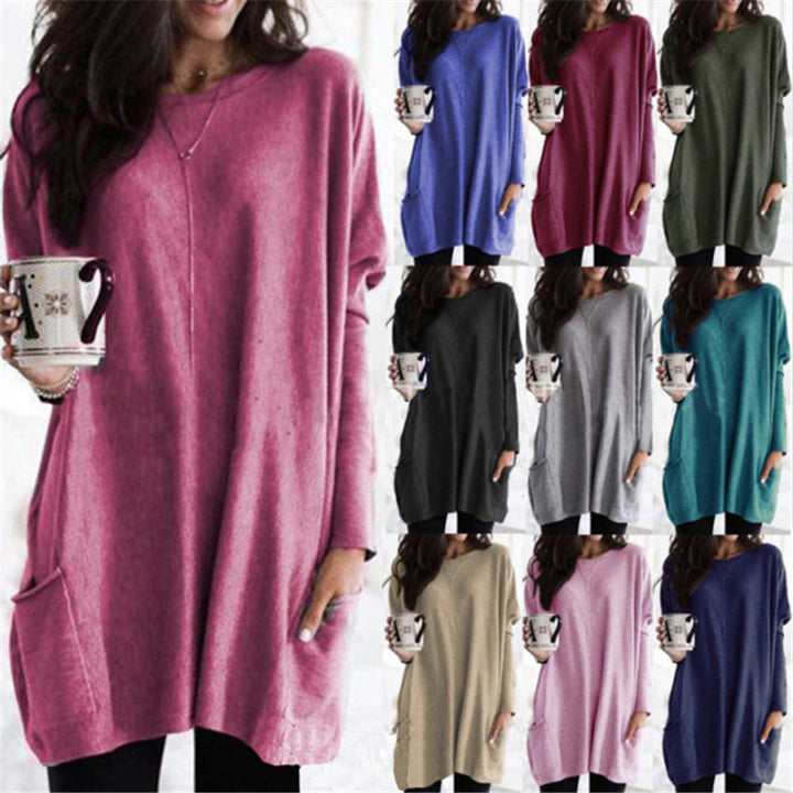 Women's oversized long shirt with contrast block and patch pockets Mune Fashion
