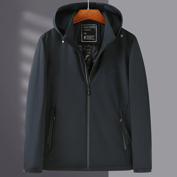 Men's Wind and Water Resistant Softshell Jacket with Hood and Light Thermal Lining Mune Fashion