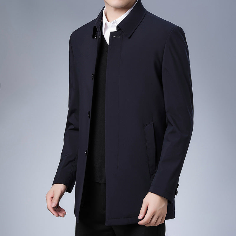 Men's Modern Business Short Coat with Straight Cut, Concealed Button Placket and Shirt Collar Mune Fashion