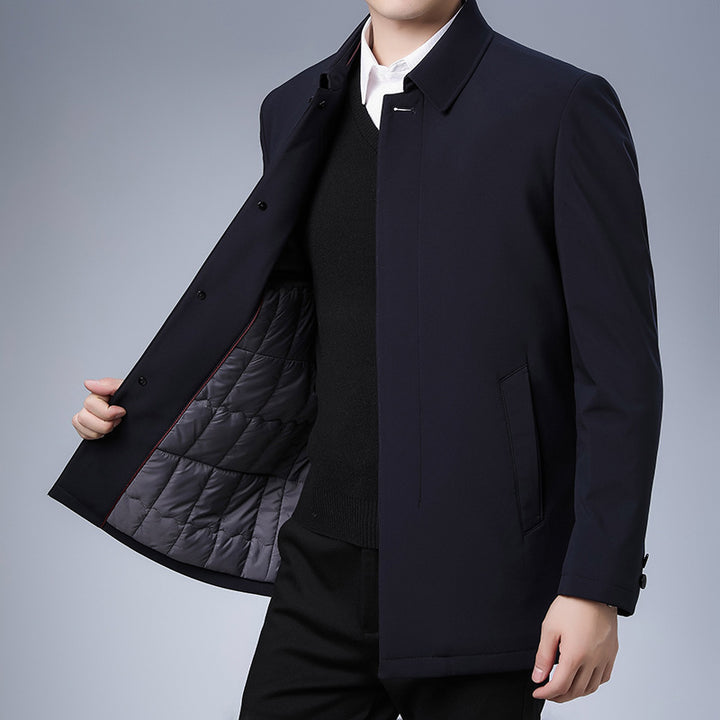 Men's Modern Business Short Coat with Straight Cut, Concealed Button Placket and Shirt Collar Mune Fashion