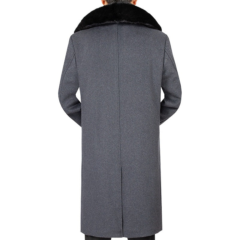 Men's wool blend coat with removable faux fur collar and warming teddy fur inner side Mune Fashion