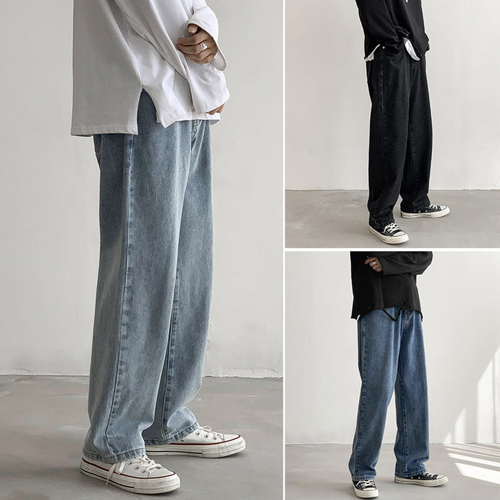 Men's Loose-Fit Straight-Relax Denim Pants with Extended Hem Mune Fashion