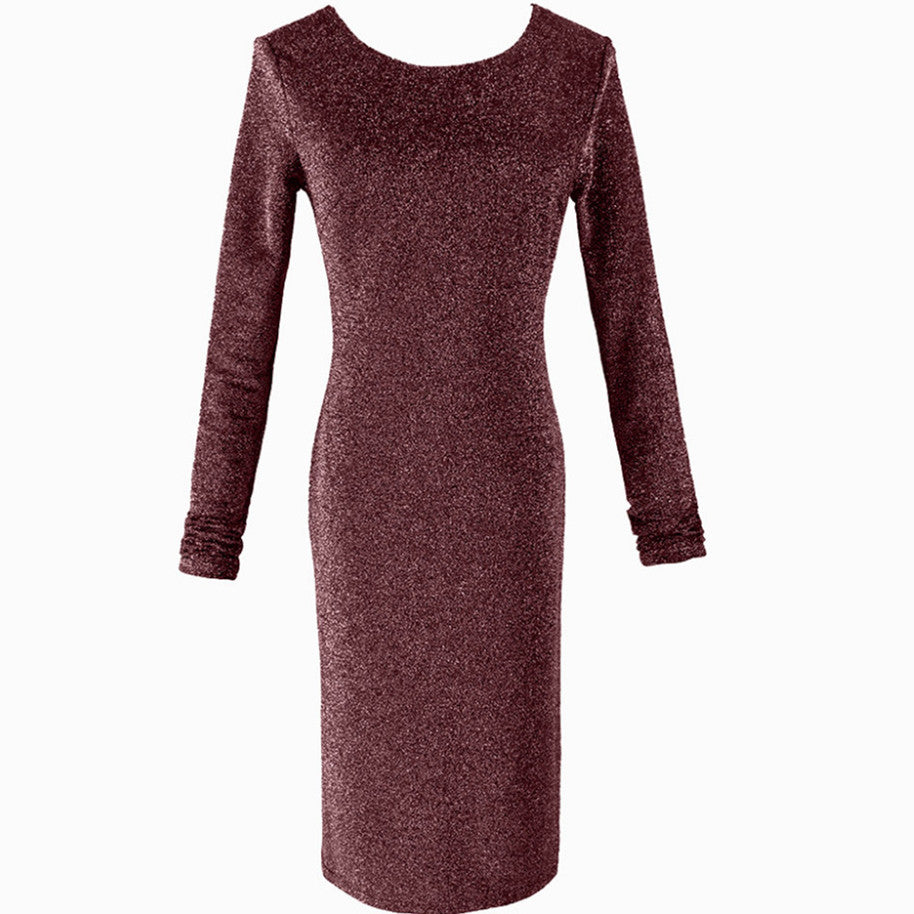 Women's Fitted Velvet Mini Dress with Stretch, Round Neckline & Tailored Silhouette Mune Fashion