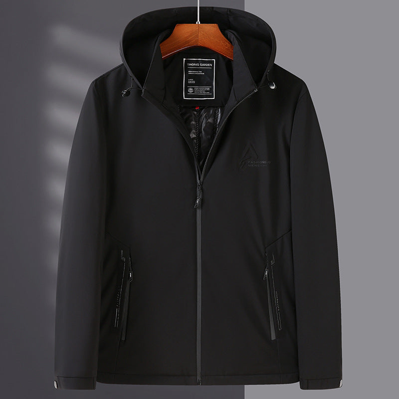 Men's Waterproof Softshell Jacket with Hood, Windproof and Breathable Mune Fashion