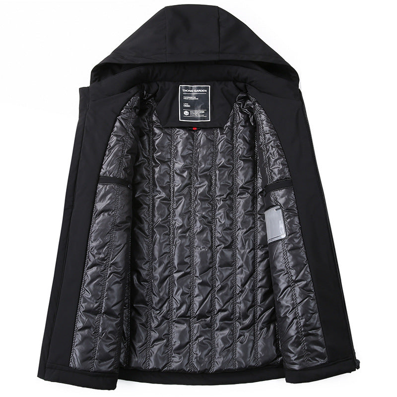 Men's Wind and Water Resistant Softshell Jacket with Hood and Light Thermal Lining Mune Fashion