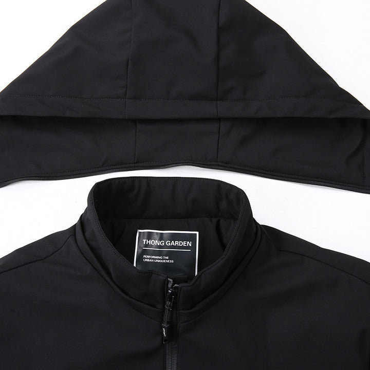 Men's Waterproof Softshell Jacket with Hood, Windproof and Breathable Mune Fashion