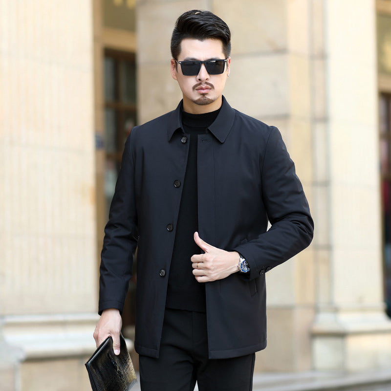Men's elegant urban short coat with shirt collar and light insulation Mune Fashion
