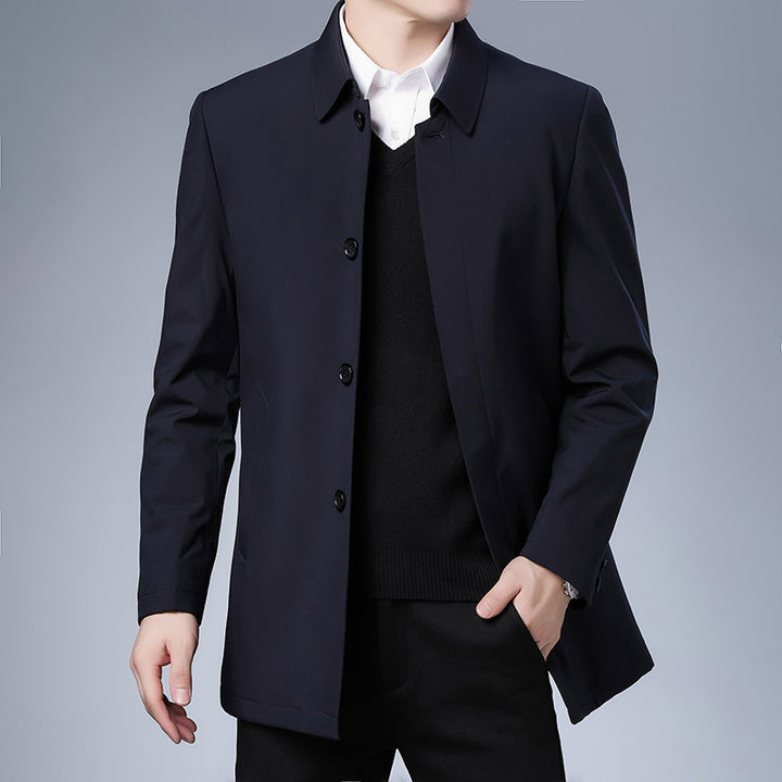Men's Modern Business Short Coat with Straight Cut, Concealed Button Placket and Shirt Collar Mune Fashion