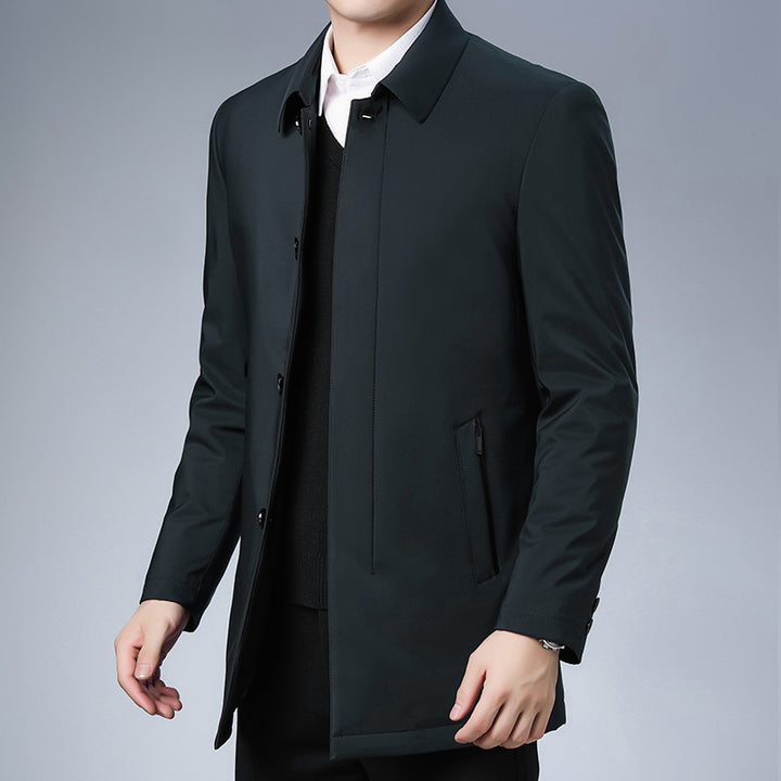 Men's Modern Business Short Coat with Straight Cut, Concealed Button Placket and Shirt Collar Mune Fashion