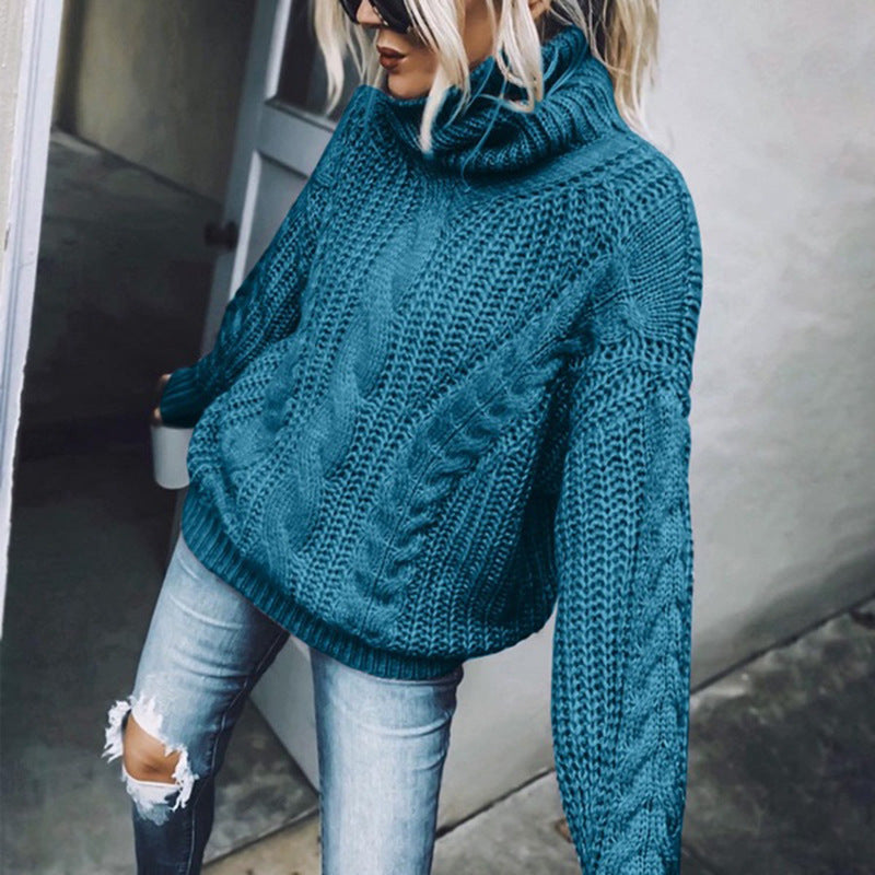 Women nan Oversized knitted sweater with chunky cable pattern and roll neck Mune Fashion
