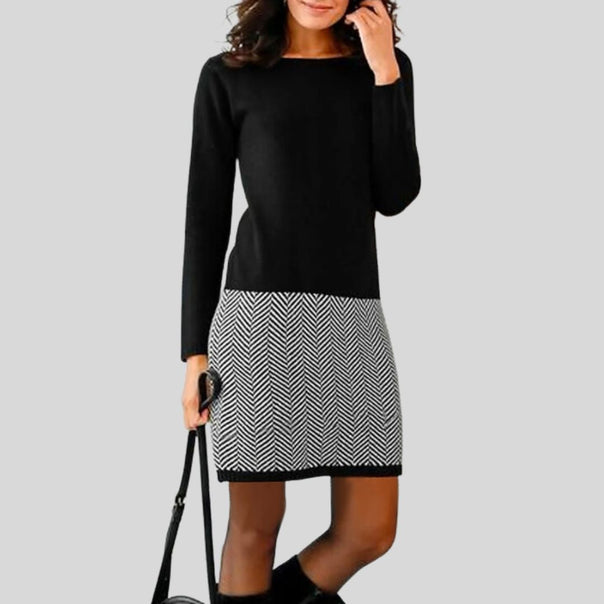 Mune | Chic Dress with Houndstooth Edge