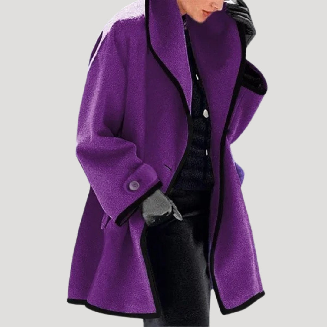 Mune | Women's Winter Wool Coat Elegant Swing Cape Jacket
