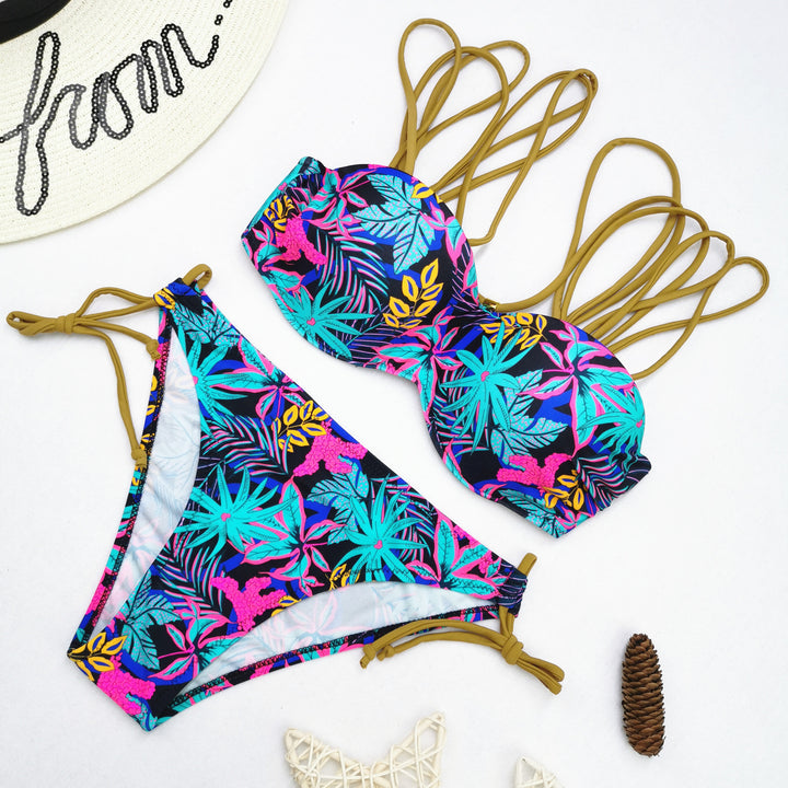 Women's bikini set with sophisticated lacing design and vibrant patterns Mune Fashion