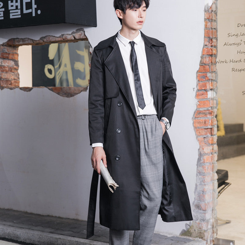 Men's Lightweight Trench Coat with Double Breasted, Tailored Fit and Wind Resistant Surface Mune Fashion