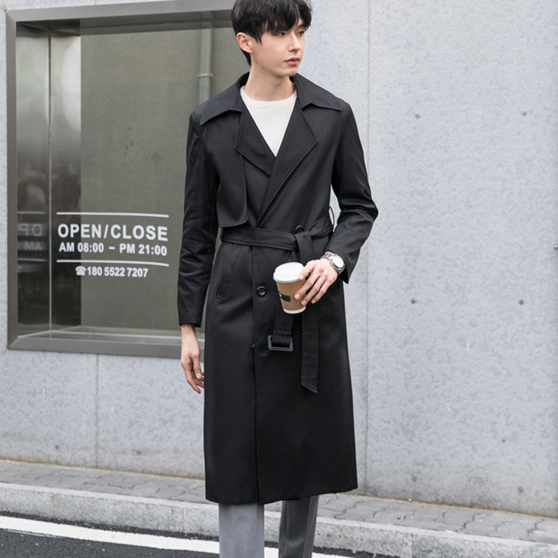 Men's Lightweight Trench Coat with Double Breasted, Tailored Fit and Wind Resistant Surface Mune Fashion