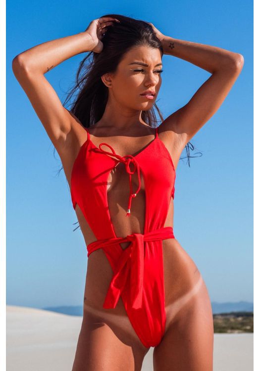 Women's one-piece swimsuit with sophisticated cut-outs and elegant lacing Mune Fashion