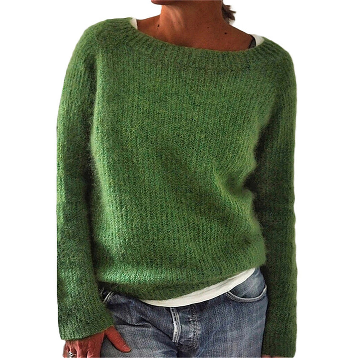 Women's cozy chunky knit sweater with round neckline and loose oversized fit Mune Fashion
