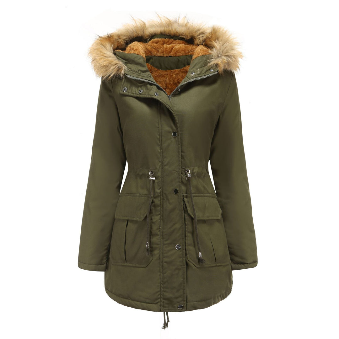 Women’s Warm Outdoor Parka with Detachable Hood and Luxurious Faux Fur Mune