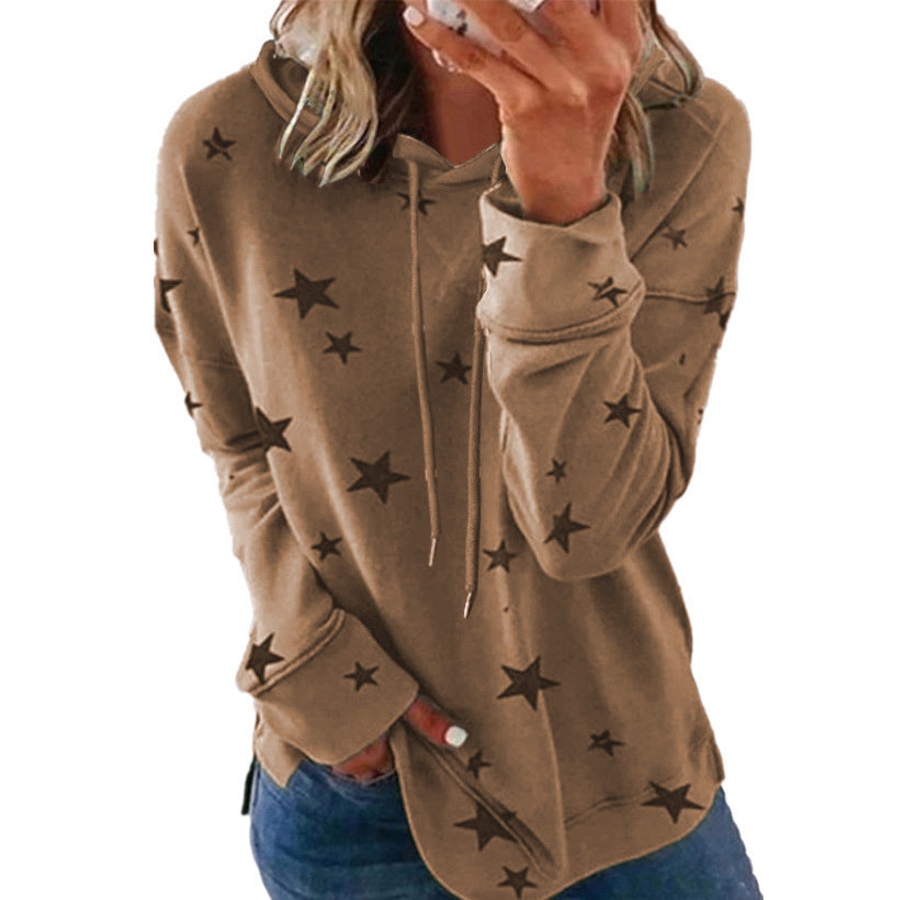 Women's Oversize Hoodie made of soft cotton blend with star print Mune Fashion