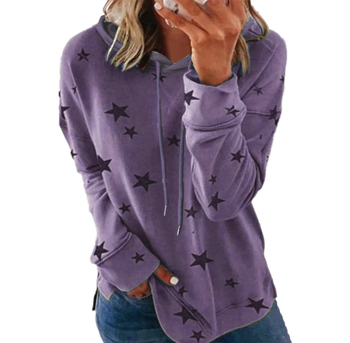 Women's Oversize Hoodie made of soft cotton blend with star print Mune Fashion