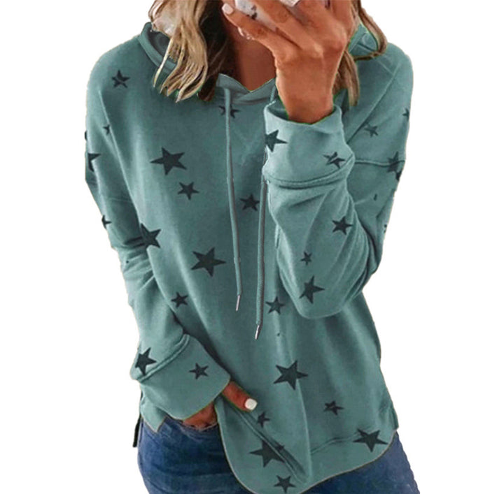 Women's Oversize Hoodie made of soft cotton blend with star print Mune Fashion