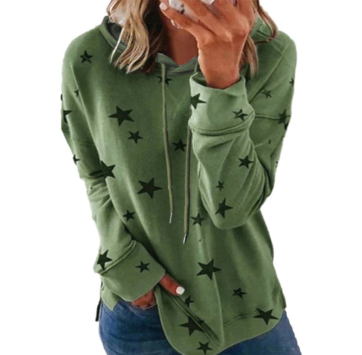 Women's Oversize Hoodie made of soft cotton blend with star print Mune Fashion