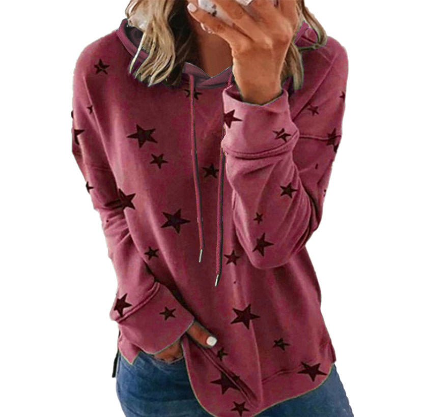Women's Oversize Hoodie made of soft cotton blend with star print Mune Fashion
