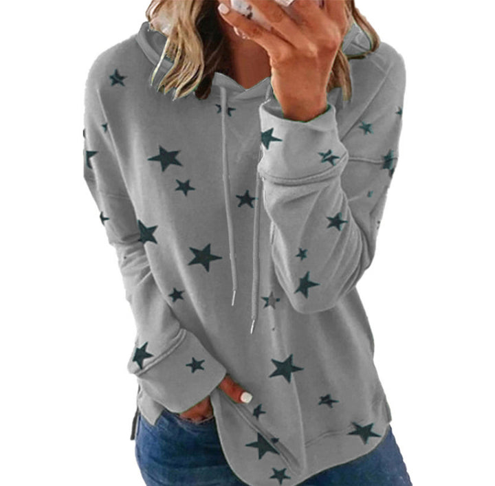 Women's Oversize Hoodie made of soft cotton blend with star print Mune Fashion